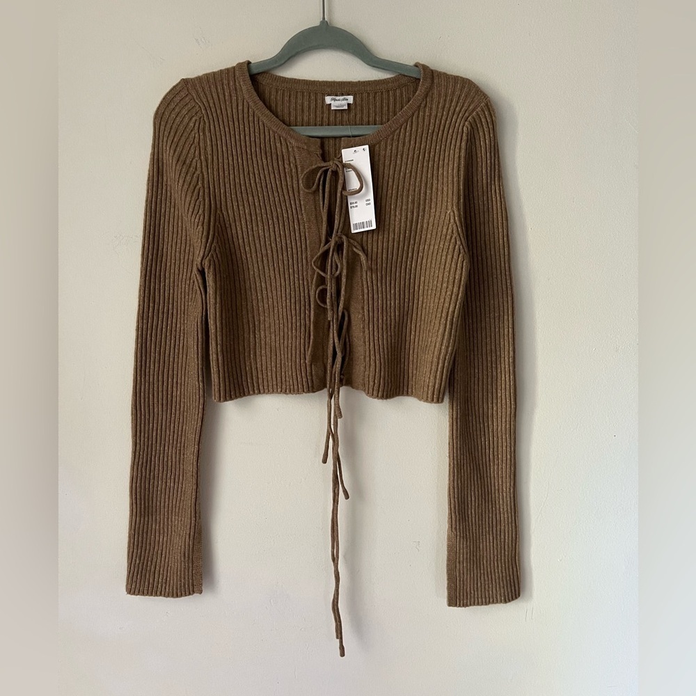 NWT Urban Outfitters Kimchi Blue Jane L Bow Tie-Front Crop Cardigan Sweater